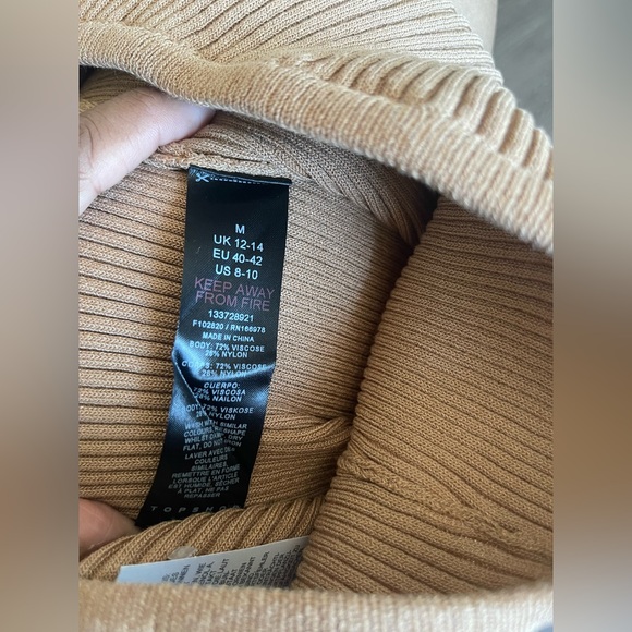 Topshop Ribbed Midi Skirt Bodycon High Waist Slit - Picture 5 of 6